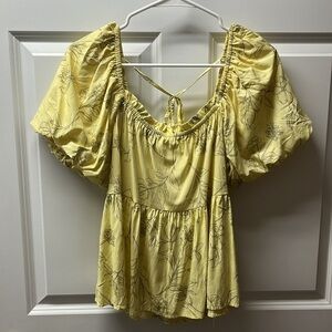 Blu Pepper Off the Shoulder Yellow Printed Blouse